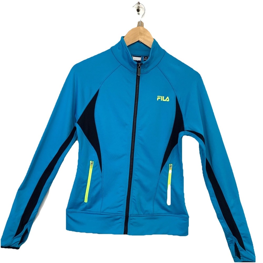 Fila Sport Full Zip Sweatshirt Woman XS Mesh Vents Pockets Fitted Stretch Casual